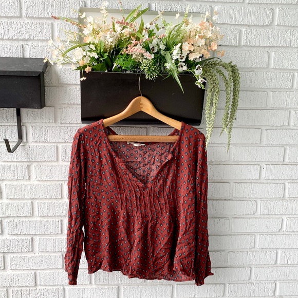 Love Stitch Tops - Love Stitch Deep V Neck Long Sleeve Blouse Size S
